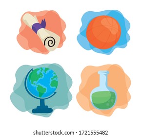 group of school supplies icons vector illustration design