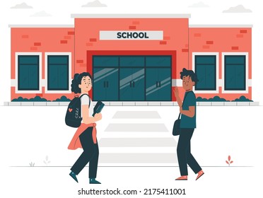 Group of schoolchildren back to school education banner flat vector illustration