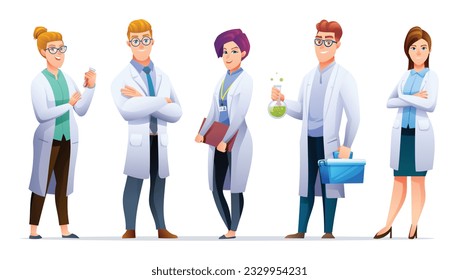 Gruppe von Wissenschaftlern Vektorkartoon-Charakter