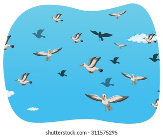 Grupo de ilustración aérea de gaviota