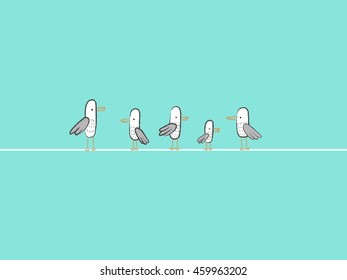 Group of seagulls card, vector illustration
