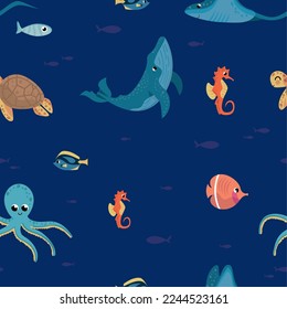 group of sealife animals pattern