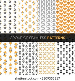 group of seamless pattern set vector design