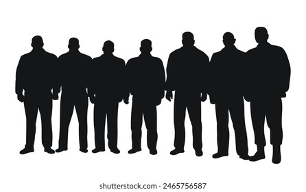 Group of security guards silhouette, law symbol