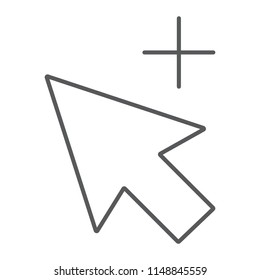 Group selection tool thin line icon, tools and design, arrow sign, vector graphics, a linear pattern on a white background, eps 10.