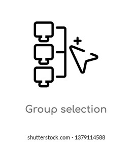 group selection vector line icon. Simple element illustration. group selection outline icon from networking concept. Can be used for web and mobile