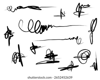 group set of handdrawn signature 