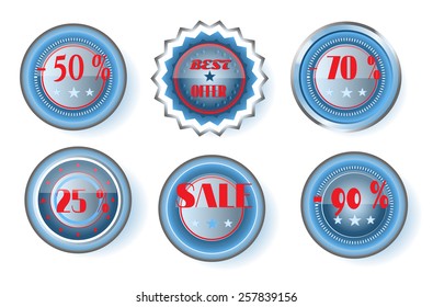 Group, set of luxury, blue isolated stickers with text
