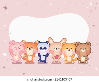 group of seven adorable animals