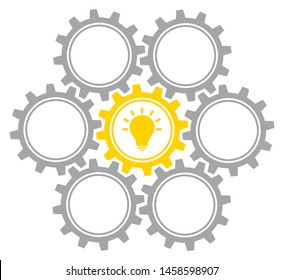 Group Of Seven Graphic Gears Idea Middle Gray And Yellow