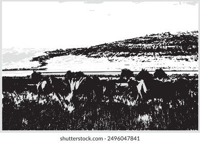 Group of seven Horses running graphic vector
