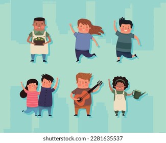 group of seven persons characters