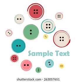 Group of Sewing Buttons with Sample Text. Vector illustration of Buttons over white background