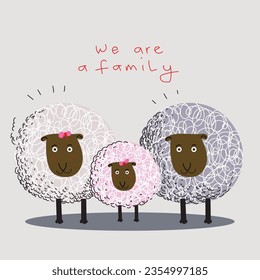 Group of sheep cartoon animal character vector illustration.