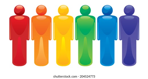 Group of Shiny Glass Rainbow People