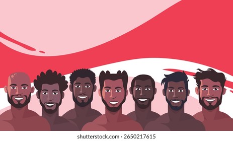 Grupo de homens bonitos e sem camisa comemorando orgulhosamente o Dia da Independência da Indonésia
