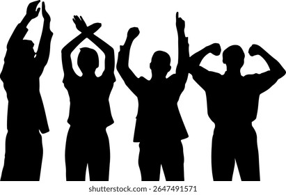 Group of Silhouetted People Dancing and Celebrating