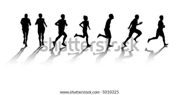 Group Silhouetted Runners Stock Vector (Royalty Free) 5010325