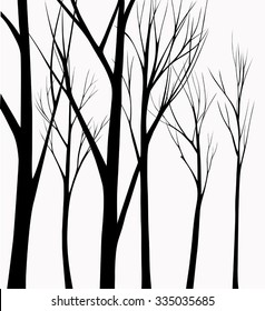 Group of silhouettes trees dark light background svg