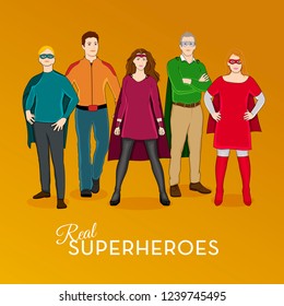 Group of simple superheroes.