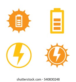 A Group Of Simple Vector Solar Energy Icons Illustrated In A Flat Style.