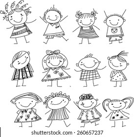 Group Sketch Kids Stock Vector (Royalty Free) 260657237 | Shutterstock