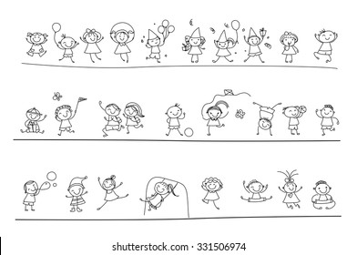 Group of sketch kids
