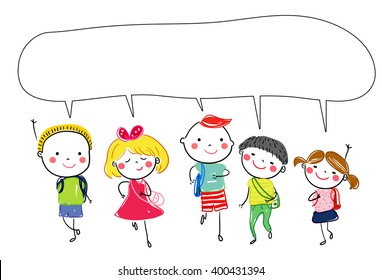 Group of sketch kids