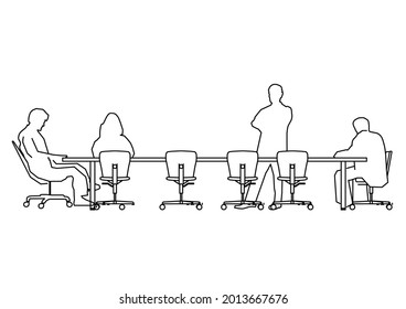 Esbozo de grupo de diseño vectorial de personas en la sala de reuniones