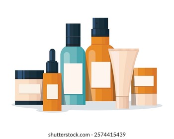 Group of skincare products vector illustration