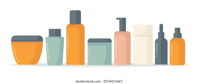 Group of skincare products vector illustration