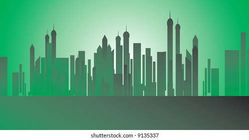 group of sky scrappers in moon light.	