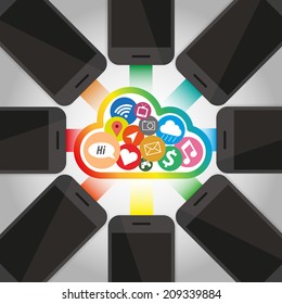 Group of Smart phone with cloud technology