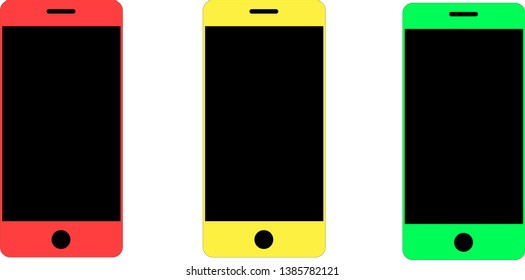 Group of smartphones of different colors