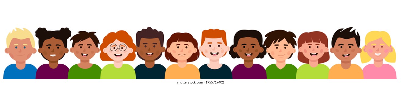 A group of smiling diverse children.