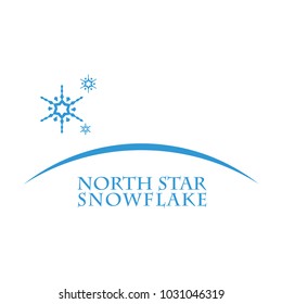 Group Of Snowflakes Or Stars Floating Just Over An Horizon. Graphic Icon Or Logo Concept.