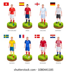 Group soccer football player jersey national world team. Vector Illustration.