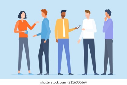 group social business people team men and women talking meeting working for business marketing planning concept. With Flat vector illustration set cartoon character design.