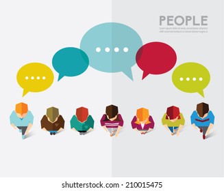A group of social people gather and talk together vector design