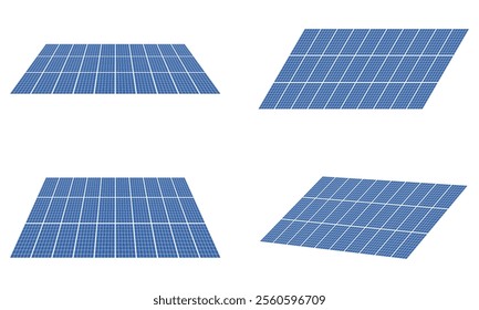 group of solar panels 3 x 10 block for roof. vector illustration isolated on white background.