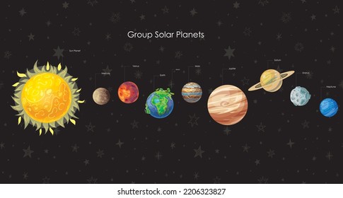 Group Solar Planets art vector