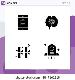 Gruppe von festen Glyphen, Zeichen und Symbole für Batterien; Bambus; Vorrichtungen; Kopf; chinesisch bearbeitbare Vectordesign-Elemente