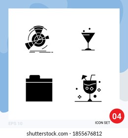 Group of Solid Glyphs Signs and Symbols for data; folder; point; drink; beach Editable Vector Design Elements