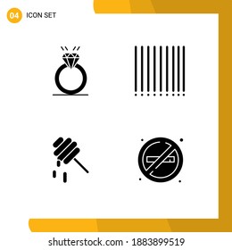 Group of Solid Glyphs Signs and Symbols for ring; honey; marriage; product; no Editable Vector Design Elements