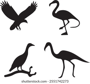 Group of some birds vector silhouette.