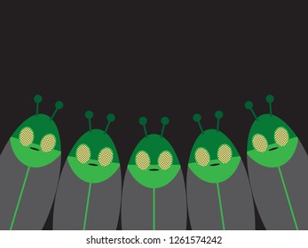 A group of space aliens is staring at the viewer