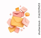 Group of spam, mail, email, dialogue bubble. Creative concept composition. Realistic 3d abstract cartoon design. In pink color. Vector illustration