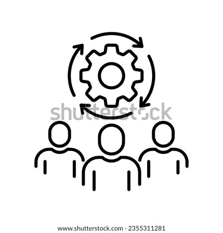 A group of specialists of different professions. Mixed team. Vector linear icon isolated on white background