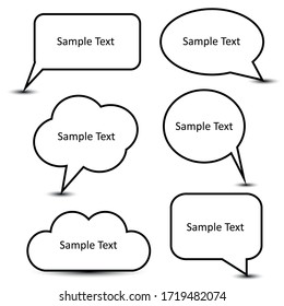 Group of Speech or Text Bubbles. Communication Sample Labels. Message Icon Designs