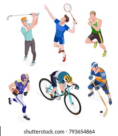 Group of sports people. Vector illustrations.